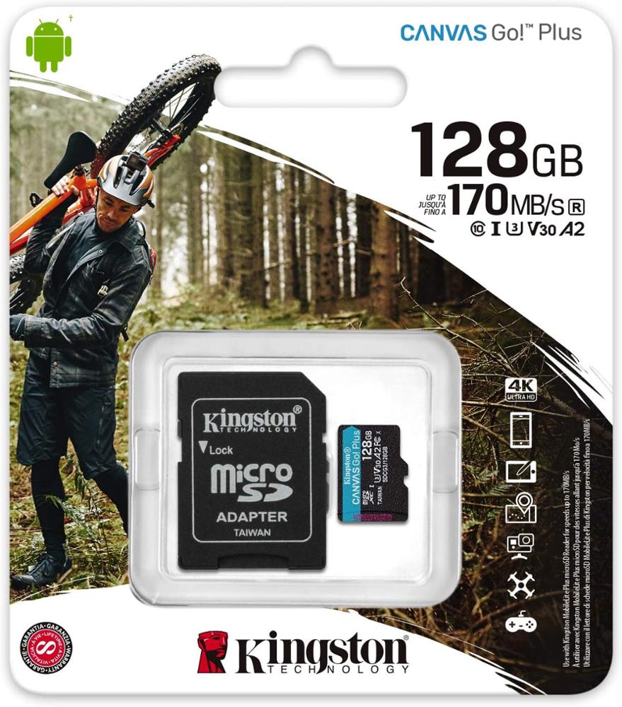KINGSTON MEMORIA MICROSD 128GB CANVAS GO PLUS 170R U3 V30