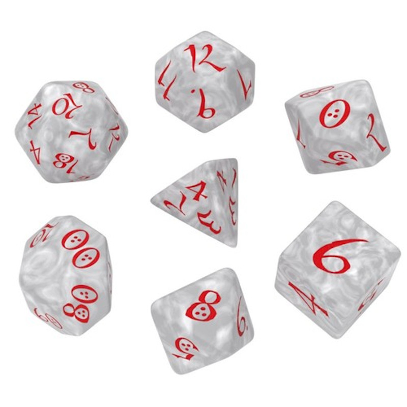 QW Dados Classic RPG Pearl & Red Set (7)