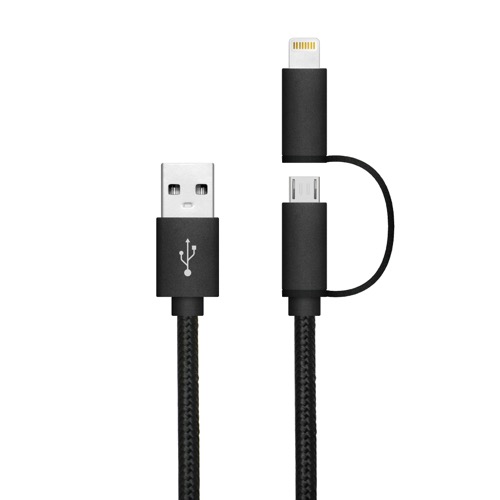 UNOTEC Cable USB 2en1 con Lightning y MicroUSB