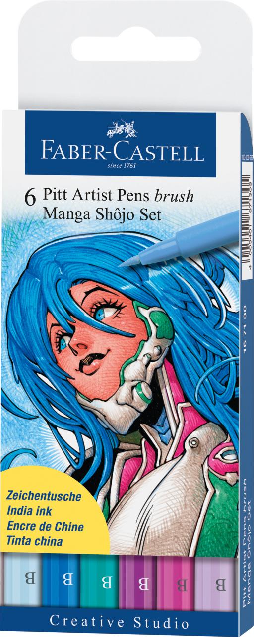 Faber-Castell 6 Pitt Artist Pens Brush Manga Shôjo Set