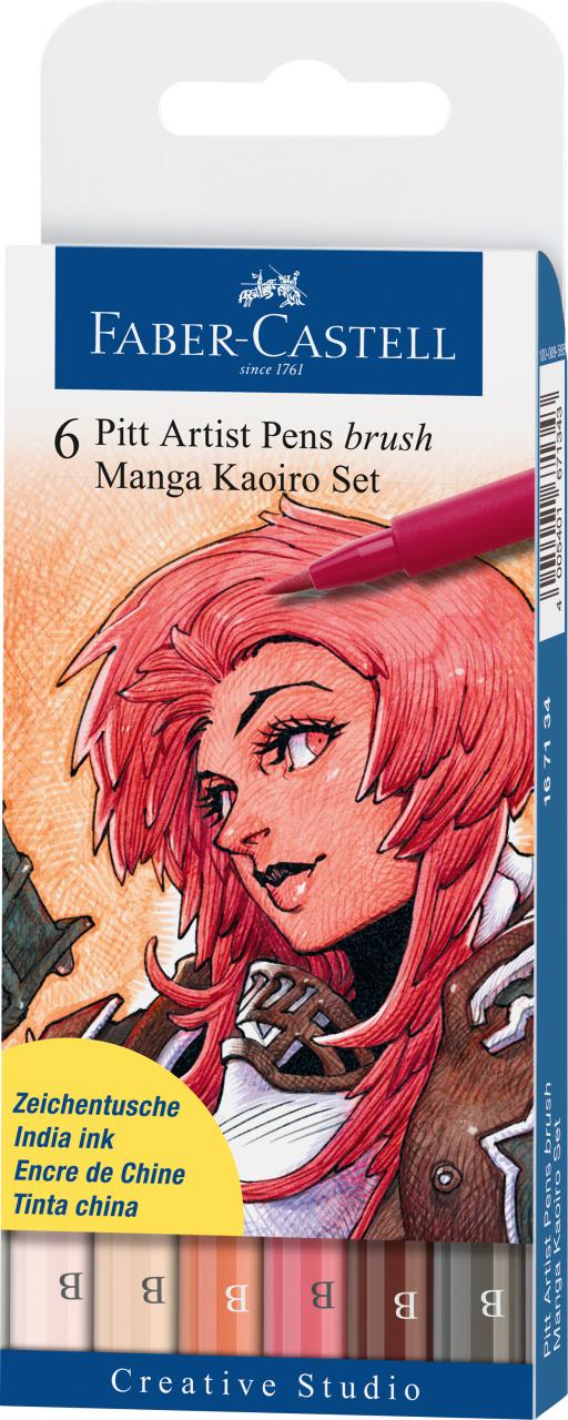 Faber-Castell 6 Pitt Artist Pens Brush Manga Kaoiro Set