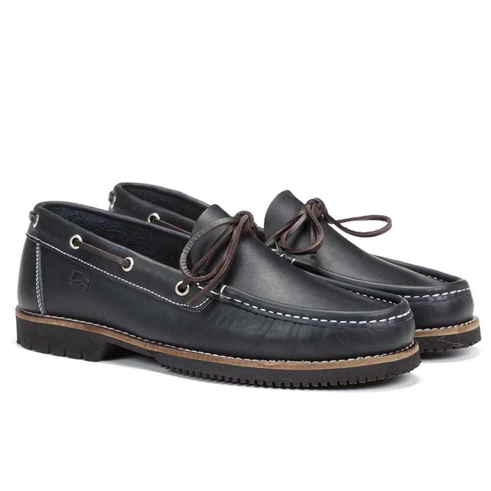 zapato nautico hombre fluchos cordones piel azul marino